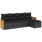 vidaXL 5-tlg. Garten-Sofagarnitur mit Kissen Schwarz Poly Rattan vidaXL 5-tlg. Garten-Sofagarnitur mit Kissen Schwarz Poly Rattan