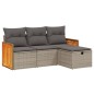 vidaXL 4-tlg. Garten-Sofagarnitur mit Kissen Grau Poly Rattan vidaXL 4-tlg. Garten-Sofagarnitur mit Kissen Grau Poly Rattan