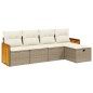 vidaXL 5-tlg. Garten-Sofagarnitur mit Kissen Beige Poly Rattan vidaXL 5-tlg. Garten-Sofagarnitur mit Kissen Beige Poly Rattan
