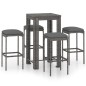 vidaXL 5-tlg. Gartenbar-Set mit Kissen Poly Rattan Grau vidaXL 5-tlg. Gartenbar-Set mit Kissen Poly Rattan Grau