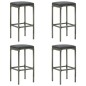 vidaXL 5-tlg. Gartenbar-Set mit Kissen Poly Rattan Grau vidaXL 5-tlg. Gartenbar-Set mit Kissen Poly Rattan Grau