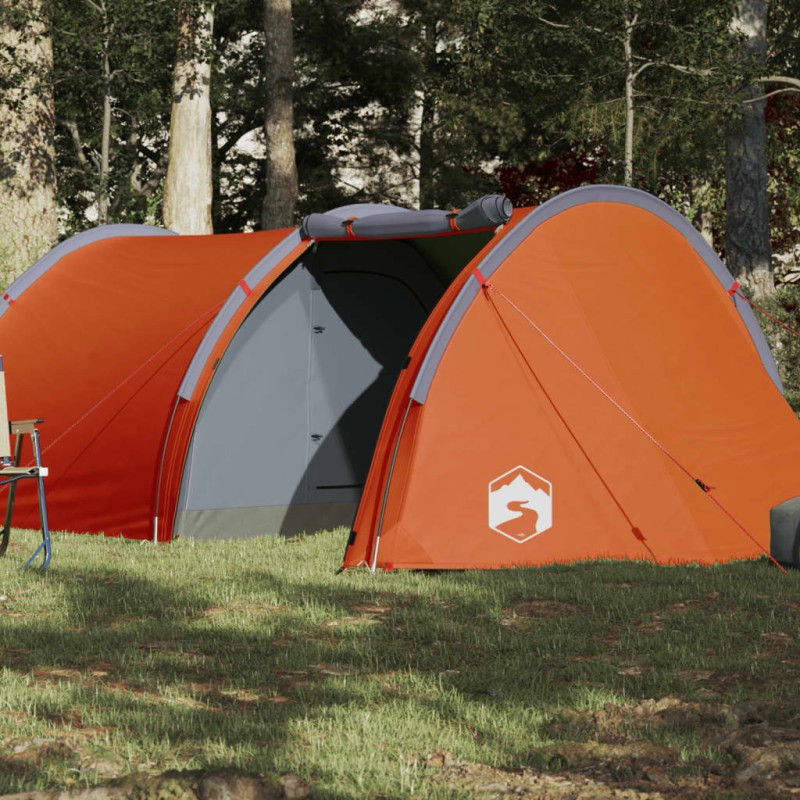 vidaXL Campingzelt 4 Personen Grau & Orange 405x170x106 cm 185T Taft vidaXL Campingzelt 4 Personen Grau & Orange 405x170x106 cm 185T Taft