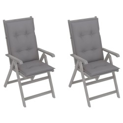 Verstellbare Gartenstühle 2 Stk. mit Auflagen Massivholz Akazie