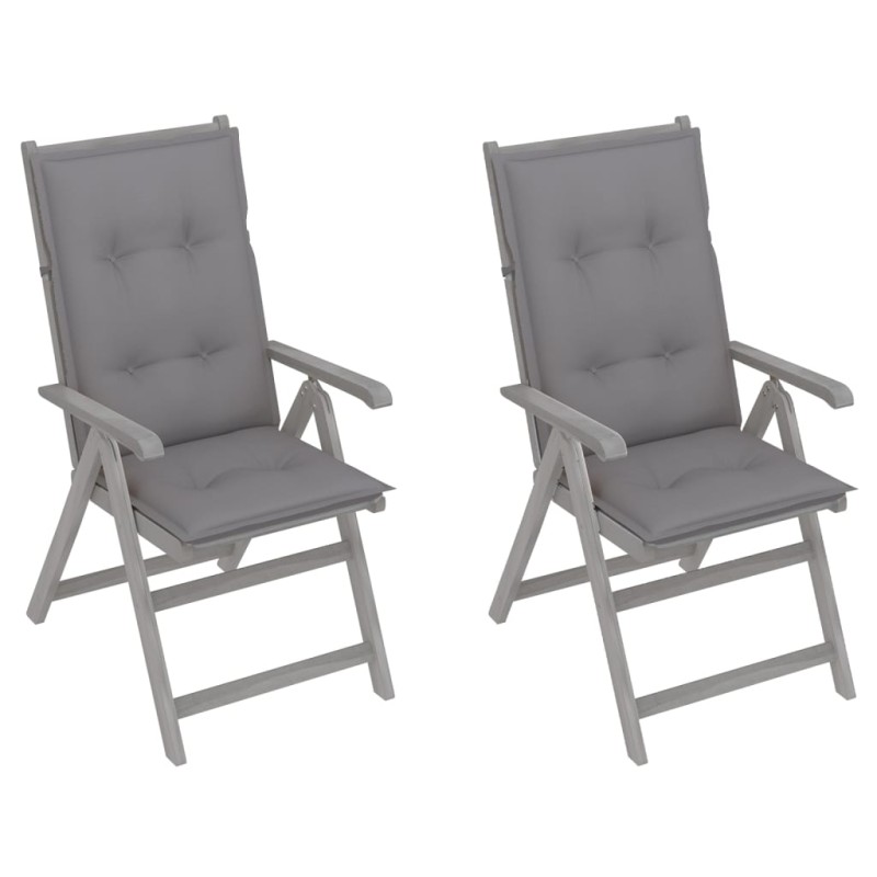Verstellbare Gartenstühle 2 Stk. mit Auflagen Massivholz Akazie Verstellbare Gartenstühle 2 Stk. mit Auflagen Massivholz Akazie
