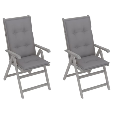 Verstellbare Gartenstühle 2 Stk. mit Auflagen Massivholz Akazie