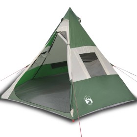 vidaXL Campingzelt 7 Personen Grün 350x350x280 cm 185T Taft