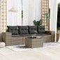 vidaXL 5-tlg. Garten-Sofagarnitur mit Kissen Grau Poly Rattan vidaXL 5-tlg. Garten-Sofagarnitur mit Kissen Grau Poly Rattan
