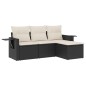 vidaXL 4-tlg. Garten-Sofagarnitur mit Kissen Schwarz Poly Rattan vidaXL 4-tlg. Garten-Sofagarnitur mit Kissen Schwarz Poly Rattan