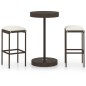 vidaXL 3-tlg. Gartenbar-Set mit Kissen Poly Rattan Braun vidaXL 3-tlg. Gartenbar-Set mit Kissen Poly Rattan Braun