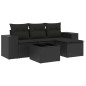 vidaXL 5-tlg. Garten-Sofagarnitur mit Kissen Schwarz Poly Rattan vidaXL 5-tlg. Garten-Sofagarnitur mit Kissen Schwarz Poly Rattan