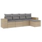 vidaXL 5-tlg. Garten-Sofagarnitur mit Kissen Beige Poly Rattan vidaXL 5-tlg. Garten-Sofagarnitur mit Kissen Beige Poly Rattan