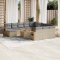 vidaXL 13-tlg. Garten-Sofagarnitur mit Kissen Beige Poly Rattan vidaXL 13-tlg. Garten-Sofagarnitur mit Kissen Beige Poly Rattan
