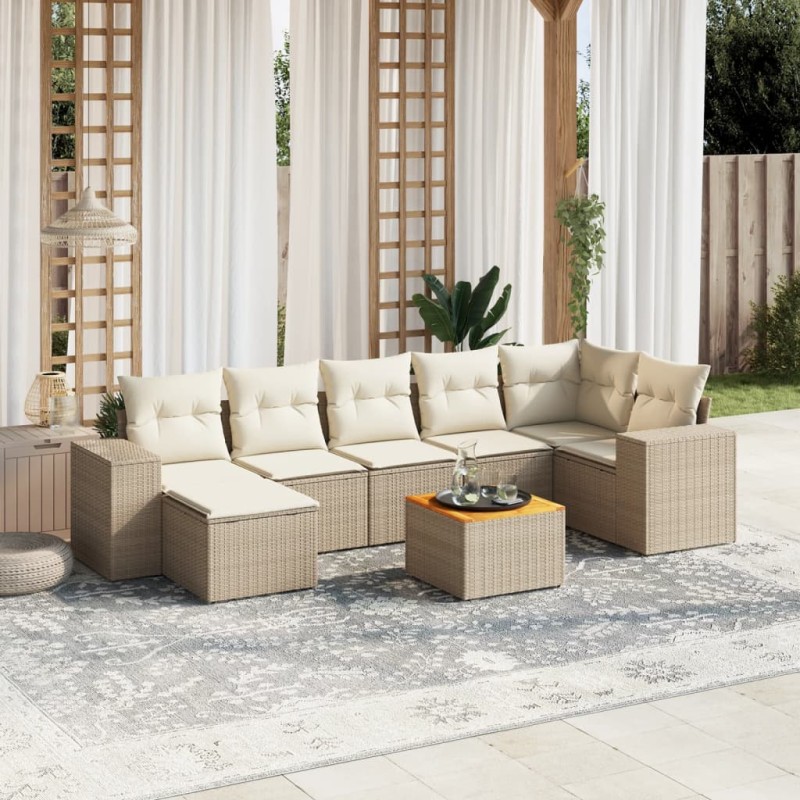 vidaXL 8-tlg. Garten-Sofagarnitur mit Kissen Beige Poly Rattan vidaXL 8-tlg. Garten-Sofagarnitur mit Kissen Beige Poly Rattan
