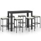 vidaXL 7-tlg. Gartenbar-Set mit Kissen Poly Rattan Schwarz vidaXL 7-tlg. Gartenbar-Set mit Kissen Poly Rattan Schwarz