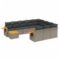 vidaXL 11-tlg. Garten-Sofagarnitur mit Kissen Grau Poly Rattan vidaXL 11-tlg. Garten-Sofagarnitur mit Kissen Grau Poly Rattan