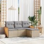 vidaXL 4-tlg. Garten-Sofagarnitur mit Kissen Beige Poly Rattan vidaXL 4-tlg. Garten-Sofagarnitur mit Kissen Beige Poly Rattan