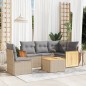 vidaXL 6-tlg. Garten-Sofagarnitur mit Kissen Beige Poly Rattan vidaXL 6-tlg. Garten-Sofagarnitur mit Kissen Beige Poly Rattan