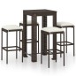 5-tlg. Gartenbar-Set mit Kissen Poly Rattan Braun 5-tlg. Gartenbar-Set mit Kissen Poly Rattan Braun