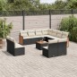 vidaXL 12-tlg. Garten-Sofagarnitur mit Kissen Schwarz Poly Rattan vidaXL 12-tlg. Garten-Sofagarnitur mit Kissen Schwarz Poly Rattan