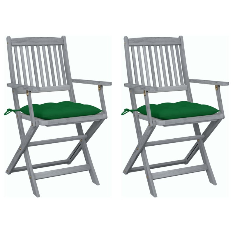 Klappbare Gartenstühle 2 Stk. mit Kissen Massivholz Akazie Klappbare Gartenstühle 2 Stk. mit Kissen Massivholz Akazie