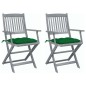 Klappbare Gartenstühle 2 Stk. mit Kissen Massivholz Akazie Klappbare Gartenstühle 2 Stk. mit Kissen Massivholz Akazie