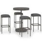 5-tlg. Gartenbar-Set mit Kissen Poly Rattan Grau 5-tlg. Gartenbar-Set mit Kissen Poly Rattan Grau
