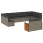vidaXL 11-tlg. Garten-Sofagarnitur mit Kissen Grau Poly Rattan vidaXL 11-tlg. Garten-Sofagarnitur mit Kissen Grau Poly Rattan