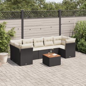 vidaXL 6-tlg. Garten-Sofagarnitur mit Kissen Schwarz Poly Rattan