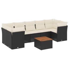 vidaXL 6-tlg. Garten-Sofagarnitur mit Kissen Schwarz Poly Rattan