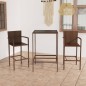 vidaXL 3-tlg. Gartenbar-Set Poly Rattan Braun vidaXL 3-tlg. Gartenbar-Set Poly Rattan Braun