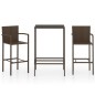 vidaXL 3-tlg. Gartenbar-Set Poly Rattan Braun vidaXL 3-tlg. Gartenbar-Set Poly Rattan Braun