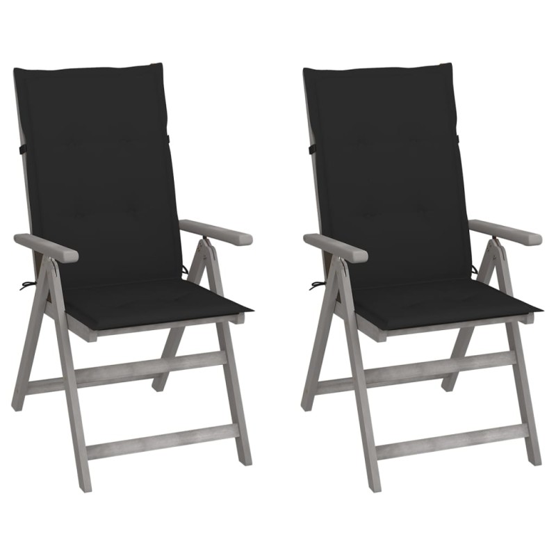 vidaXL Verstellbare Gartenstühle 2 Stk. mit Auflagen Massivholz Akazie vidaXL Verstellbare Gartenstühle 2 Stk. mit Auflagen Massivholz Akazie