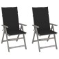 vidaXL Verstellbare Gartenstühle 2 Stk. mit Auflagen Massivholz Akazie vidaXL Verstellbare Gartenstühle 2 Stk. mit Auflagen Massivholz Akazie