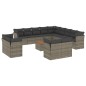 vidaXL 14-tlg. Garten-Sofagarnitur mit Kissen Grau Poly Rattan vidaXL 14-tlg. Garten-Sofagarnitur mit Kissen Grau Poly Rattan