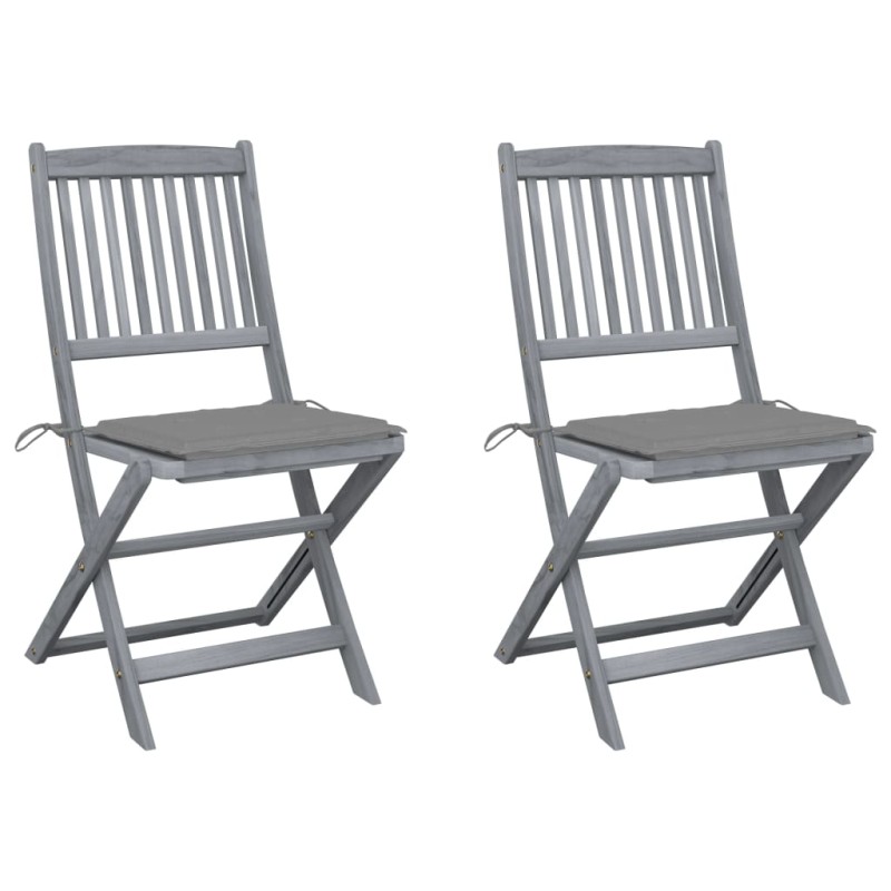 Klappbare Gartenstühle 2 Stk. mit Kissen Massivholz Akazie Klappbare Gartenstühle 2 Stk. mit Kissen Massivholz Akazie