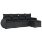 vidaXL 5-tlg. Garten-Sofagarnitur mit Kissen Schwarz Poly Rattan vidaXL 5-tlg. Garten-Sofagarnitur mit Kissen Schwarz Poly Rattan