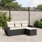 vidaXL 4-tlg. Garten-Sofagarnitur mit Kissen Schwarz Poly Rattan vidaXL 4-tlg. Garten-Sofagarnitur mit Kissen Schwarz Poly Rattan