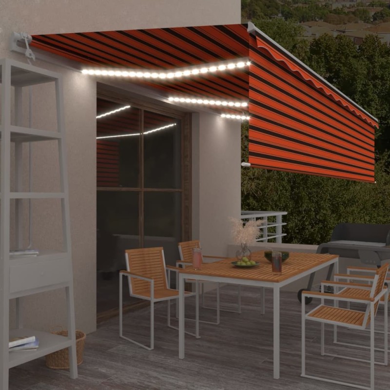 vidaXL Markise Automatisch mit Rollo LED Windsensor 6x3m Orange Braun vidaXL Markise Automatisch mit Rollo LED Windsensor 6x3m Orange Braun