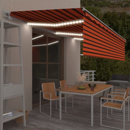 vidaXL Markise Automatisch mit Rollo LED Windsensor 6x3m Orange Braun 