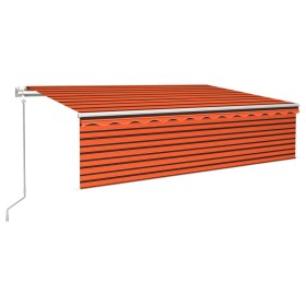 vidaXL Markise Automatisch mit Rollo LED Windsensor 6x3m Orange Braun 