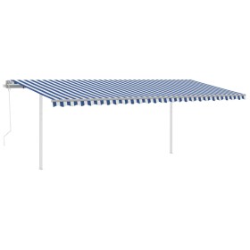 vidaXL Automatische Markise mit LED & Windsensor 6x3 m Blau und Weiß