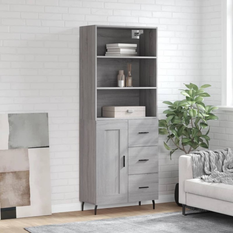 Highboard Grau Sonoma 69,5x34x180 cm Holzwerkstoff Highboard Grau Sonoma 69,5x34x180 cm Holzwerkstoff
