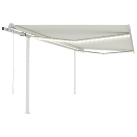 vidaXL Automatische Markise mit LED & Windsensor 4x3,5 m Cremeweiß