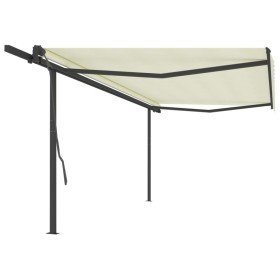 vidaXL Markise Manuell Einziehbar mit Pfosten 5x3 m Creme
