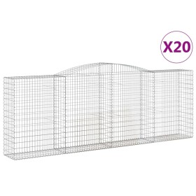 vidaXL Gabionen mit Hochbogen 20 Stk 400x50x140/160cm Verzinktes Eisen