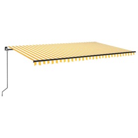 vidaXL Markise Manuell Einziehbar mit LED 500x300 cm Gelb & Weiß