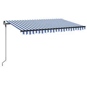 vidaXL Markise Manuell Einziehbar mit LED 400x300 cm Blau und Weiß