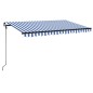 vidaXL Markise Manuell Einziehbar mit LED 400x300 cm Blau und Weiß vidaXL Markise Manuell Einziehbar mit LED 400x300 cm Blau und Weiß