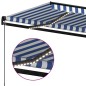 vidaXL Markise Manuell Einziehbar mit LED 400x300 cm Blau und Weiß vidaXL Markise Manuell Einziehbar mit LED 400x300 cm Blau und Weiß