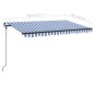 vidaXL Markise Manuell Einziehbar mit LED 400x300 cm Blau und Weiß vidaXL Markise Manuell Einziehbar mit LED 400x300 cm Blau und Weiß